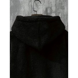 [Cozy Fleece Hoodie] Soft, Warm Men's Cozy Fleece Hoodie with Kangaroo Pocket | Beige Pullover for Fall/Winter, Casual Long Sleeve Sweatshirt with Elastic Cuffs | Plush Texture, Perfect for Outdoor or Indoor Wear, Winter Apparel