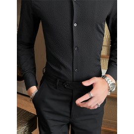 Premium Zhongshan Shirt for Men, Long Sleeve New Spring/Autumn Collection Chinese Style Stand Collar Casual Handsome Dress