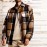 Men'S Casual Plaid Button-Up Shirt - Long Sleeve, Beige & Brown Check Pattern, Loose Fit, Lightweight Polyester Fabric, Perfect for Casual Attire