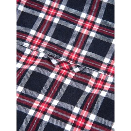 Men's Heavy-Duty Plaid Long Sleeve Dress Shirt - Winter Warmth Collar & Chest Pocket Button, Blue/White/Black/Brown Checkered Pattern, Loose Fit Casual & Formal Button-Up Coat Jacket-like Blazer (Machine Washable)