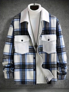 Long Sleeve Men's Plaid Shirt for Winter and Fall, Casual Warm Comfy Shirt as Gift