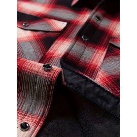Autumn and Winter Thickened Fleece-Lined Men's Classic Outdoor Casual Home Office Wrinkle-Resistant Plaid Shirt with Multiple Pockets