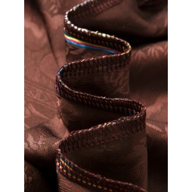 FORTEI Men's Traditional Chinese Tang Suit Short Sleeve Shirt - Lightweight, Light Beige-Friendly Polyester Blend with Intricate Floral Print, Button-Up Collar Design for Casual Summer Wear