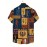 Men'S Vintage Egyptian-Inspired Geometric Art Print Short Sleeve Shirt - Casual Stand Collar, Button-Up, Non-Stretch Fabric, Regular Fit for Summer Outdoor & Casual Attire, All-Season Comfort, Summer Casual Wear | Artistic Print Shirt | Nonstretch F