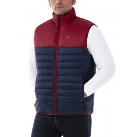 [Windproof Vest] Lightweight High Quality 33,000ft Men's Windproof Insulated Vest | Packable Stand Collar Sleeveless Jacket for Golf Running Tennis, Machine Washable Nylon-Lined Winter Outerwear, Casual Winter Wear