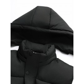 Men'S Classic Warm Padded Sleeveless Vest with Stand Collar - Quilted Waistcoat Jacket, Zipper Closure, Polyester, Solid Color, Regular Fit for Fall/Winter Casual & Sports Wear, Winter Jacket, Quilted Design, Durable Construction
