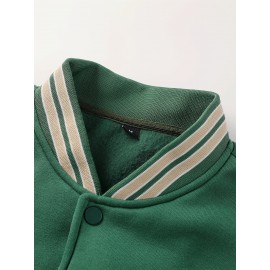 Men's Baseball Jacket with Athletic Dept. Embroidered Logo & Number 17 - Royal Blue & Beige Contrast Design, Baseball Collar, Machine Washable Casual Streetwear Jacket for Casual Attire