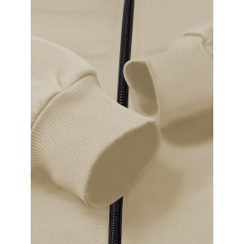 Men's Stylish African Print Zip-Up Jacket - Slim Fit, Beige with 