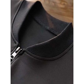 Slim Fit Men's Polyester Athletic Print Design Zip-Up Jacket Casual Stand Collar Fall Winter Coat