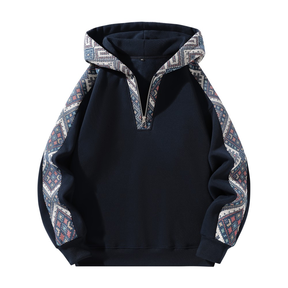 1pc Unisex Fleece-Lined Hoodie - Sporty Color-Block Design with Adjustable Drawstring, Front Zipper & Pockets, Soft Warm Fabric for Indoor/Outdoor Comfort, Regular Fit Casual Pullover, Indoor Warmth Clothing, Colorblock Hoodie, Durable Casualwear